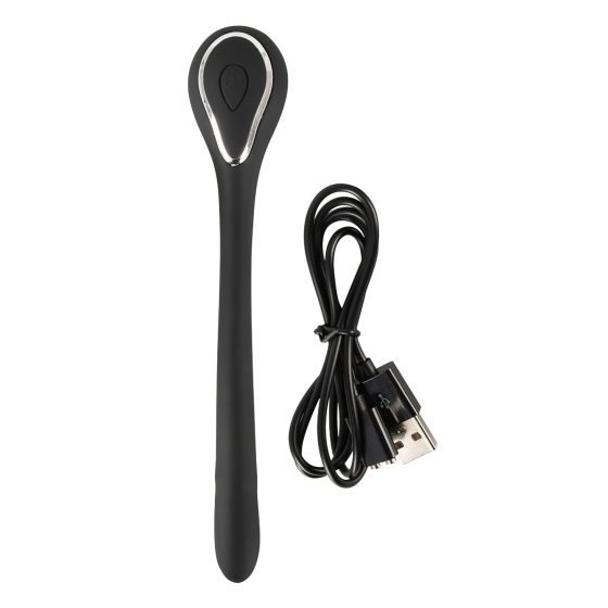 Penis Plug Dilator - akkus, vibrációs dilátor (1,1cm) - fekete