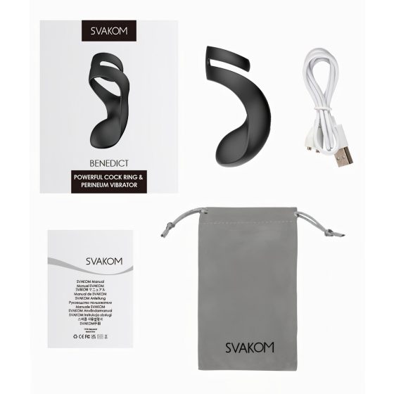 Svakom Benedict - gát stimuláló, vibrációs péniszgyűrű (fekete)