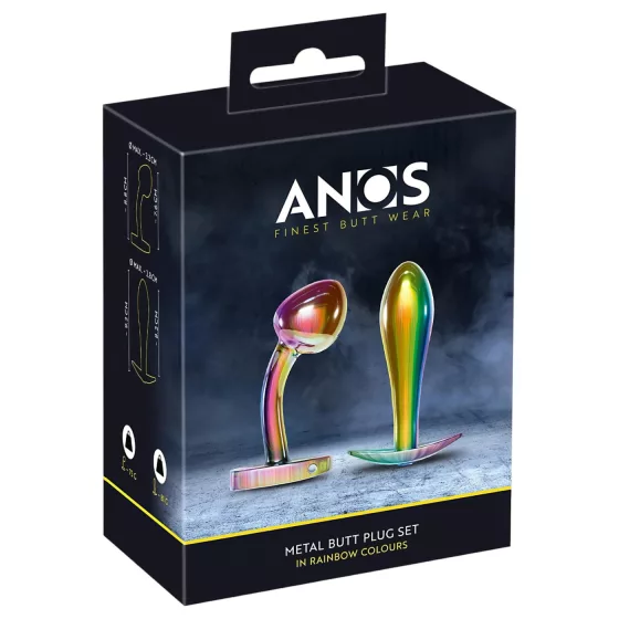 / ANOS Metal Rainbow - fém anál plug szett (2 részes)