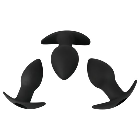 Black Velvets - akkus anál vibrátor szett - 3 részes (fekete)