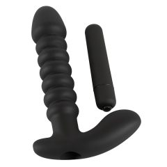 Black Velvets redős vibrátor - közepes (fekete)