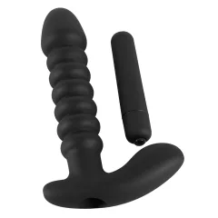 Black Velvets redős vibrátor - közepes (fekete)