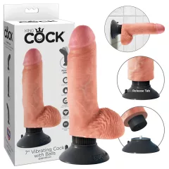 King Cock 7 tapadókorongos vibrátor (18 cm, testszínű)