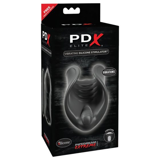 PDX Elite - szilikon pénisz vibrátor (fekete)