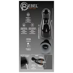   Rebel - fűthető, vibráló, fel-le mozgó maszturbátor férfiaknak (fekete)