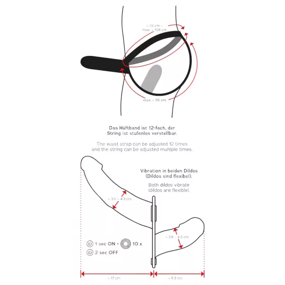 / Double Thruster - felcsatolható dupla vibrátor (fekete)
