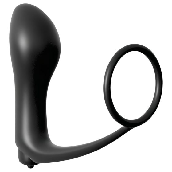 Analfantasy - ujj anál vibrátor péniszgyűrűvel (fekete)