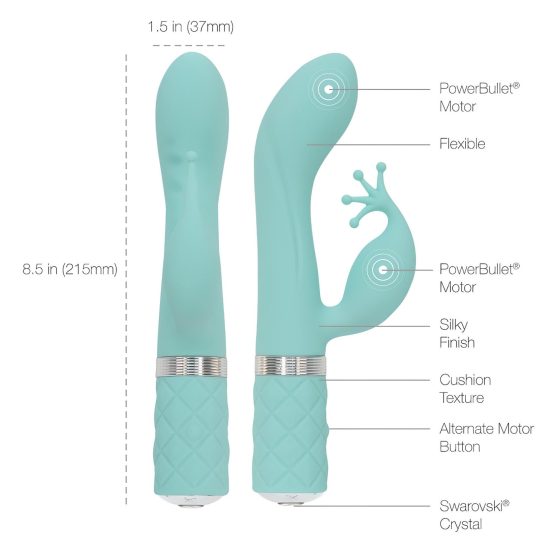 Pillow Talk Kinky - akkus, 2 motoros G-pont vibrátor (türkiz)