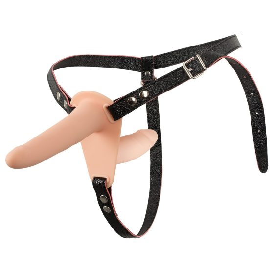 You2Toys - Strap-On - felcsatolható dupla vibrátor (natúr)