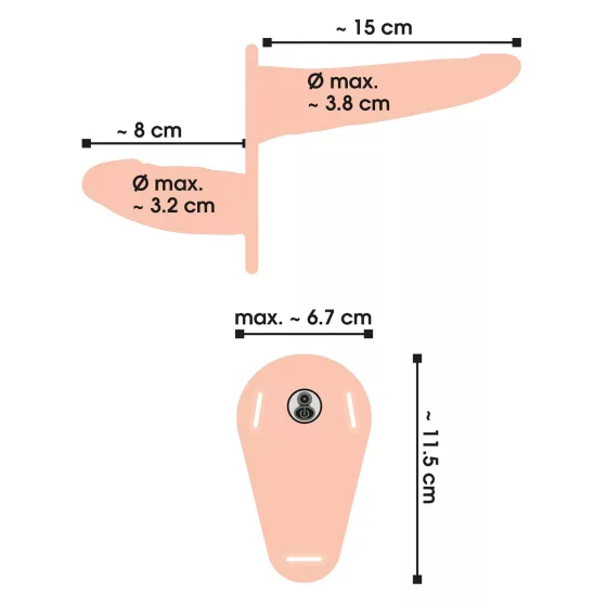 You2Toys - Strap-On - felcsatolható dupla vibrátor (natúr)
