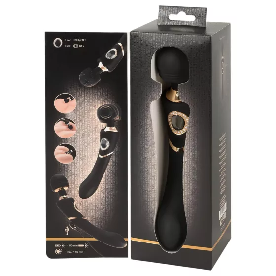 Cleopatra Wand - prémium masszírozó vibrátor strasszokkal (fekete)