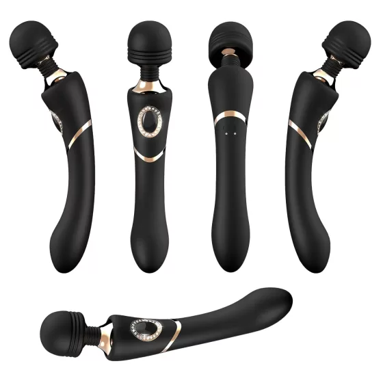 Cleopatra Wand - prémium masszírozó vibrátor strasszokkal (fekete)