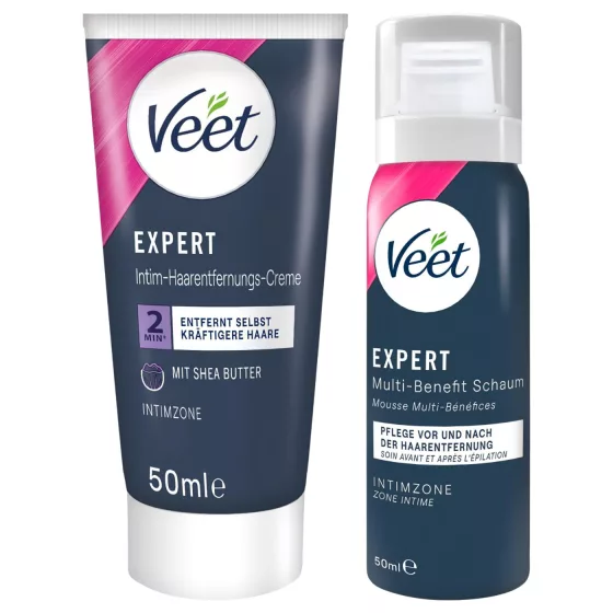 Veet - intim szőrtelenítő krém és hidratáló hab nőknek (2*50ml)