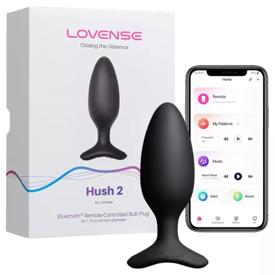 Lovense Hush 2 M - fekete app-vezérelt anál vibrátor (45 mm)