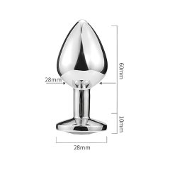 Sunfo - fém anál plug pink kővel (ezüst)