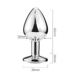 Sunfo - fém anál plug szív alakú kővel (ezüst-pink)