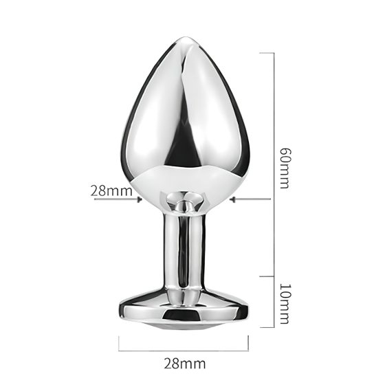 Sunfo - fém anál plug szív alakú kővel (ezüst-pink)