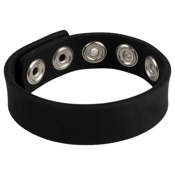 Pulselock Forge - állítható patentos szilikon péniszgyűrű (fekete) - 228mm