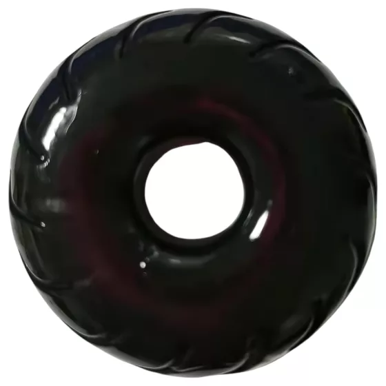 Pulselock Forge - fekete kerék mintás TPE péniszgyűrű (19 mm)