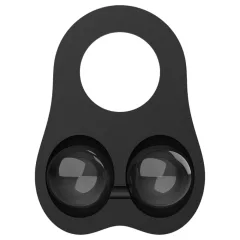   Pulselock Taur - szilikon pénisz- és heregyűrű üveggolyókkal (fekete)