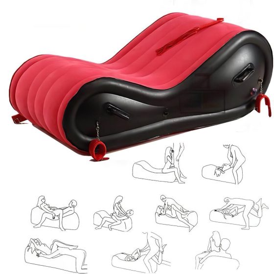 Magic Pillow - Felfújható BDSM bútor - bilinccsel - nagy (piros)