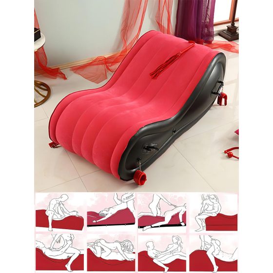 Magic Pillow - Felfújható BDSM bútor - bilinccsel - nagy (piros)