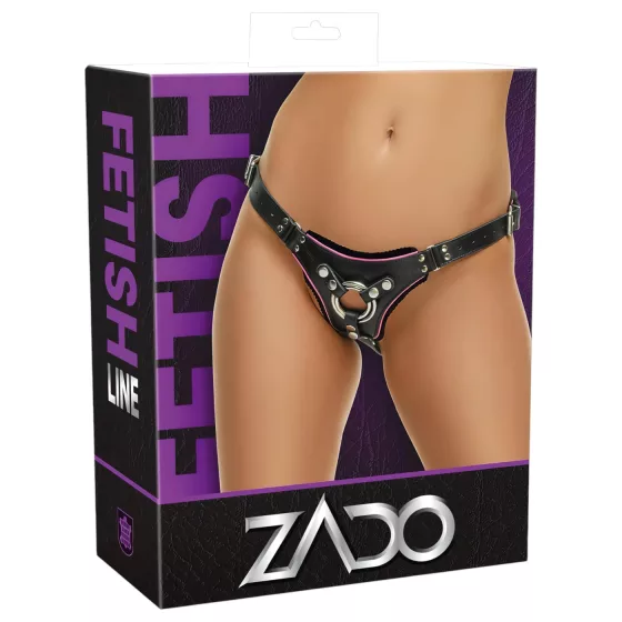 ZADO - fekete bőr BDSM alsó felcsatolható dildóhoz (S-L)