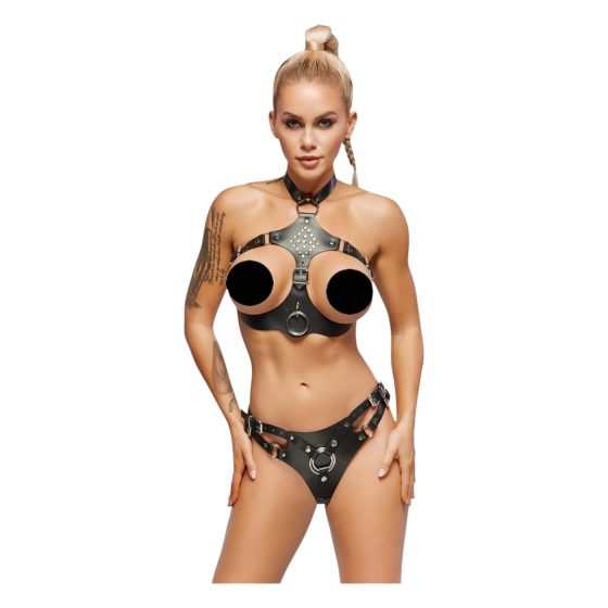 / ZADO - bőr szett felcsatolható alsóval (fekete)