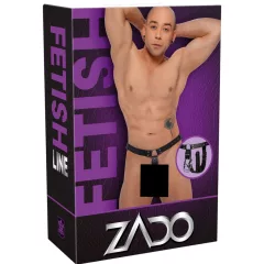 / ZADO - bőr tanga dildóval, 3 péniszgyűrűvel