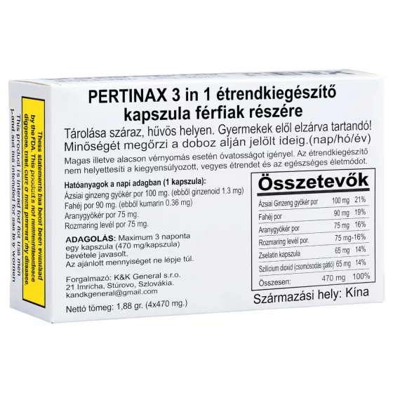 Pertinax 3in1 Plus - étrend-kiegészítő kapszula férfiaknak (4 db)