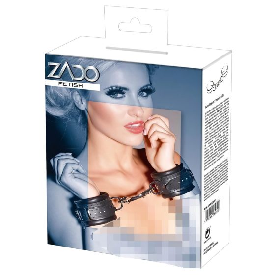 ZADO - bőr csukló bilincs és karabiner (fekete)
