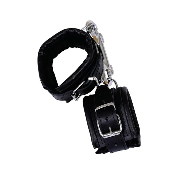 ZADO - bőr csukló bilincs és karabiner (fekete)