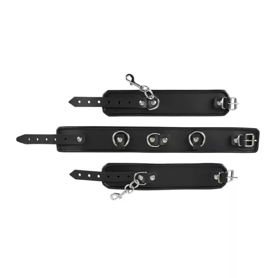 ZADO - bőr nyakörv bilinccsel (fekete)