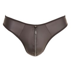   Svenjoyment - fényes férfi tanga strasszos cipzárral (fekete)