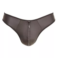   Svenjoyment - fényes férfi tanga strasszos cipzárral (fekete)