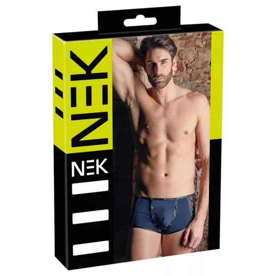 NEK - fekete fűzős-necc betétes férfi boxer (kék)