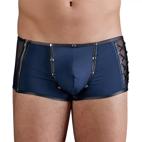 NEK - fekete fűzős-necc betétes férfi boxer (kék)