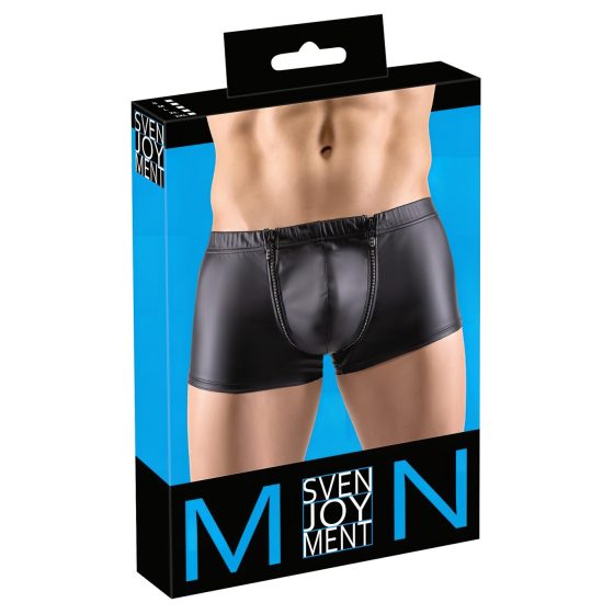 / Svenjoyment - strasszos cipzáras matt boxer (fekete)