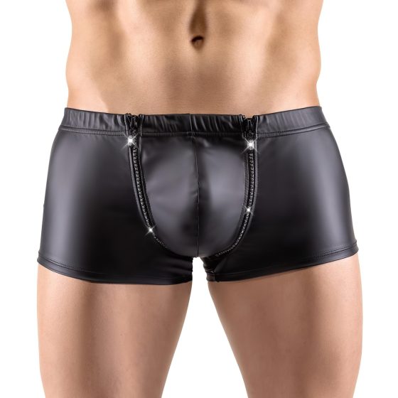 / Svenjoyment - strasszos cipzáras matt boxer (fekete)