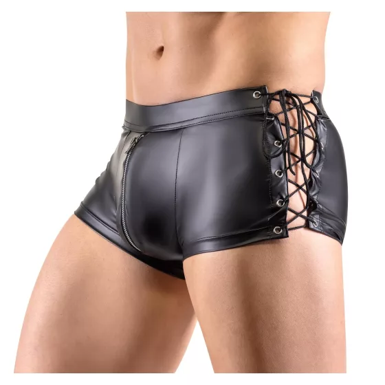 Svenjoyment - oldalt fűzős fényes férfi boxer (fekete)