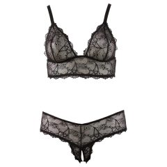 Cottelli Plus Size - csipke melltartó szett (fekete)