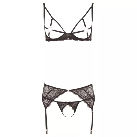 / Abierta Fina - csillogó csipke varázs - melltartó szett (fekete)