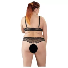 Cottelli Plus Size - gyöngyös melltartó szett (fekete)