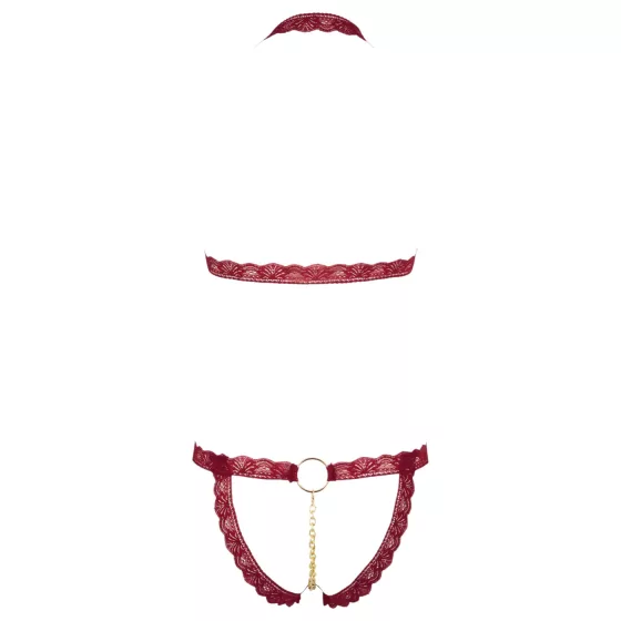 Cottelli - fém gyűrűs, nyitott melltartó szett (piros)