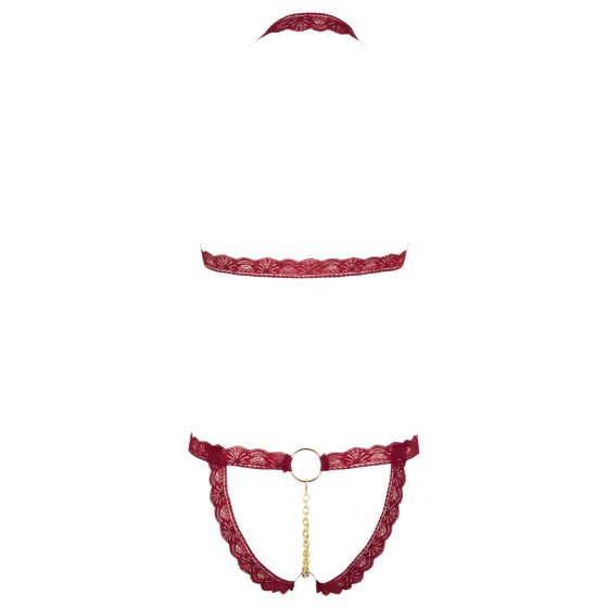 Cottelli - fém gyűrűs, nyitott melltartó szett (piros)