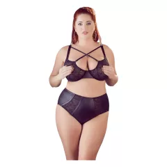   / Cottelli Plus Size - keresztpántos melltartó és bugyi (fekete)