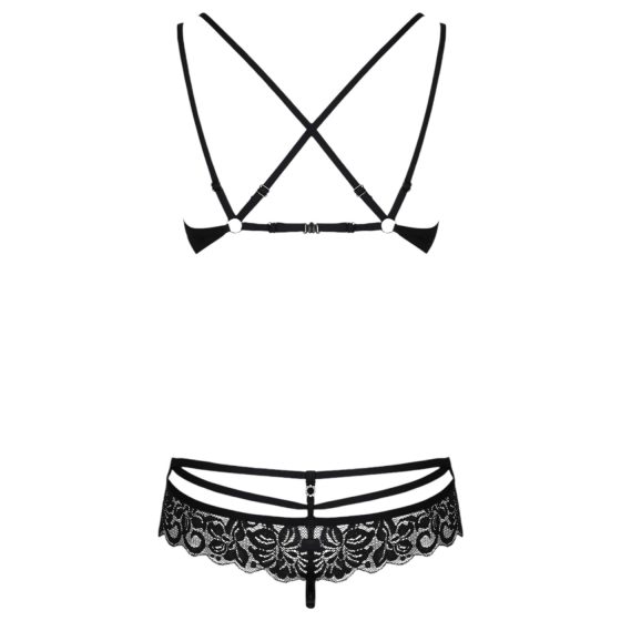 Obsessive 860-SET-1 - rózsás, csipke melltartó szett (fekete)