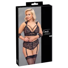   / Cottelli Bondage Plus Size - csipke melltartó szett (fekete)