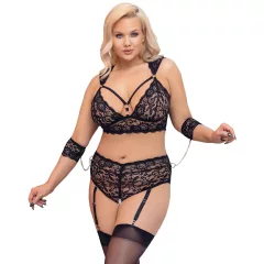   / Cottelli Bondage Plus Size - csipke melltartó szett (fekete)