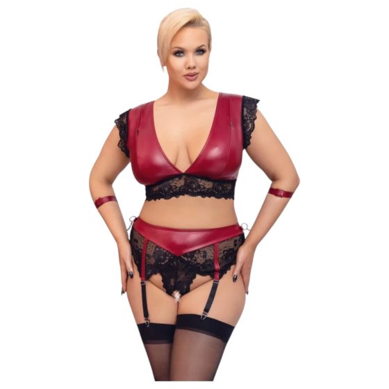 / Cottelli Bondage Plus Size - csipkés melltartó szett (piros)